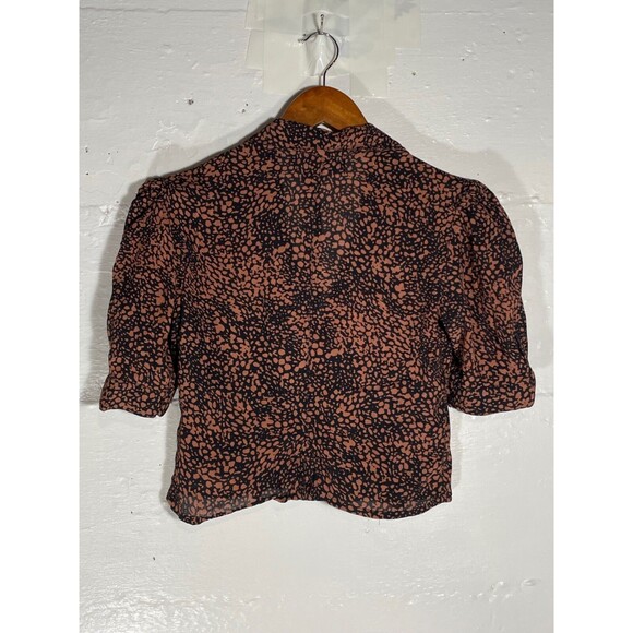 Urban Outfitters Cropped Button Down Shirt Animal Print Retro Pin Up Size XS - Picture 8 of 12